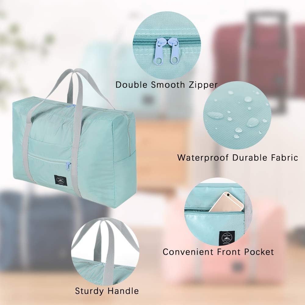 SITAKE 4 Pcs Foldable Travel Duffel Bag, Waterproof Lightweight Carry-on Bags, Suitable for Overnight, Holiday, Shopping, Weekends, Outing, Gym(Wine Red/Navy Blue/Sky Blue/Light Pink) - Image 3